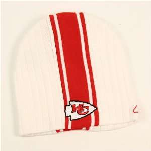  Kansas City Chiefs White Center Stripe Knit Beanie Sports 