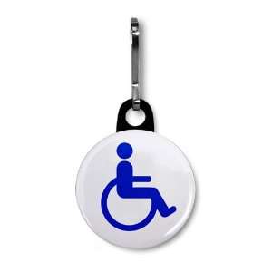 BLUE on WHITE Diasabled Handicapped Medical Alert 1 inch Black Zipper 