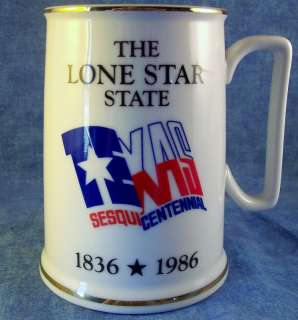 Texas Sesquicentennial Lone Star State Beer Mug  