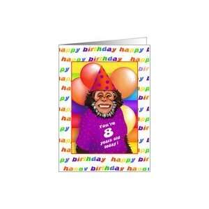  8 Years Old Birthday Cards Humorous Monkey Card Toys 