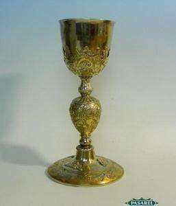   Rare Antique Italian Gilt Silver Chalice Goblet Cup Ca 1780  