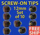 10 Screw On Replacement Tips for Pool Cues   Hard  12mm