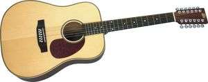 Rogue Herringbone 12 String Acoustic Guitar Natural 840246015204 