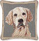 Golden Retriever Cross Stitch & Paisley Embroidered Pillow