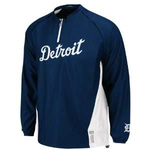 Majestic Detroit Tigers Navy Blue Gamer Quarter Zip Performance Jacket 