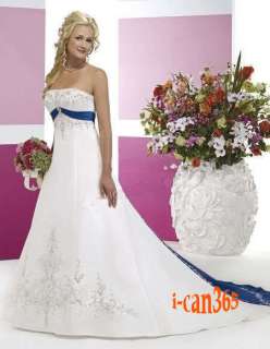 Cheap Satin White/Ivory/Champagne Bridal Wedding Dress Size 8 10 12 14 