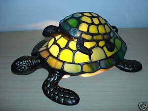 Stained Glass Turtle Pair Accent Lamp 8L TC99  