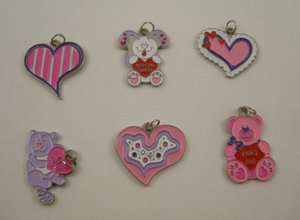   Valentine Hearts Kitty Puppy Bear 6 pcs Scrapbooking Crafts Heart