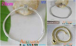 Charm European bead Snake Chain Bracelet Natural M1  