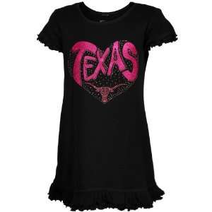  Texas Longhorns Toddler Girls Black Glitter Heart Logo 