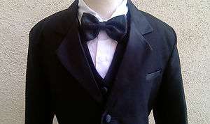 2012 NEW BOY BLACK TUXEDO WITH VEST 5PC SET FORMAL SUIT ALL SIZES S TO 