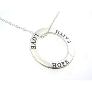 Hope Faith and Love Silver Affirmation Necklace