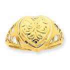 Jewelry Adviser 14k 10mm Heart Cartouche Embossed Locket Ring