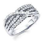 ApexJewels Diamond Anniversary Ring 14k White Gold Multi Line 