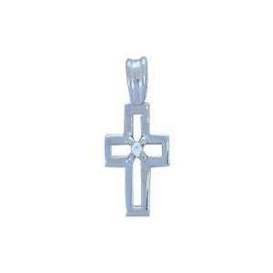  Sterling Silver Open Cross with gem