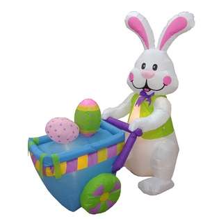BZBGOODS 6 Foot Party Inflatable Bunny Pushing Cart w/ Eggs Blowup 