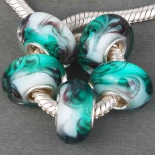 Murano Handmade Green Glass European Bracelet Bead  