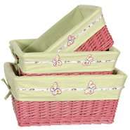 LaMont Juvenile Willow 3 PC Pink Basket Set with Butterfly Liner at 