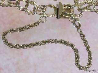   20 12K YELLOW GOLD DOUBLE LINK & SAFETY CHAIN CHARM BRACELET  