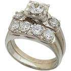 Jewelrydays 14K White Gold A la Mode Diamond Wedding Ring Set (Center 