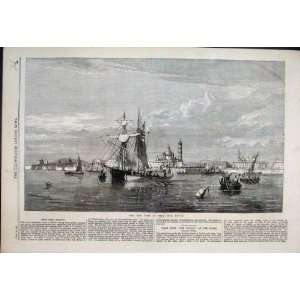  Port Town Vera Cruz Mexico Boats Sketch 1867 Print