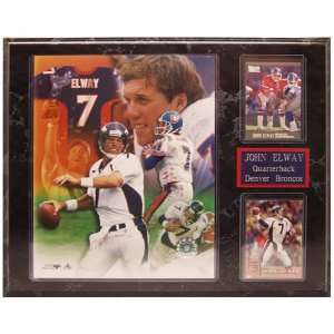 NFL Broncos John Elway 12 by 15 Two Card Plaque  Sports 