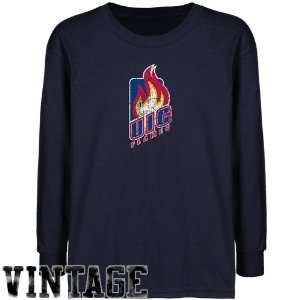  UIC Flames Youth Navy Blue Distressed Logo Vintage T shirt 