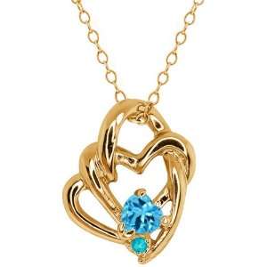   Heart Shape Swiss Blue Topaz Gemstone 10k Yellow Gold Pendant Jewelry
