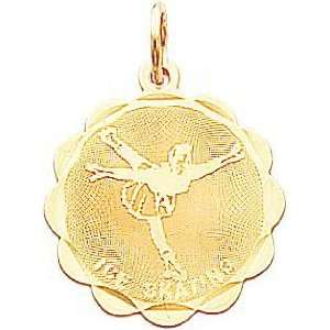  14K Gold Ice Skating Disc Charm Jewelry