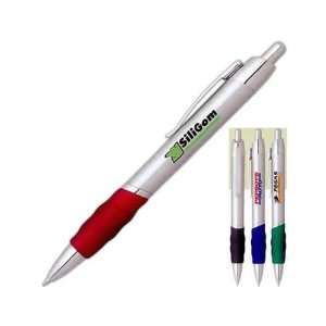  Chelsea   Silver clip action ballpoint pen with grip 