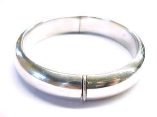 Sterling Silver Plain Hinged Fashion Bangle Bracelet ~ 7 1/4 x 1/2 