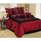KING Size 7 pcs Faux Silk and Flocking Printing Leopard Red Comforter 