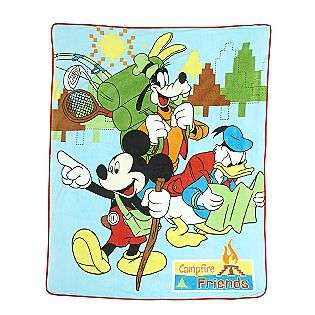 Mickey Mouse Camping Buddies Micro Fleece Blanket  Disney Bed & Bath 