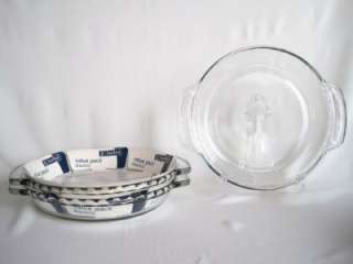 Anchor Hocking Clear Fluted Deep Dish Pie Plates 3 MINT  