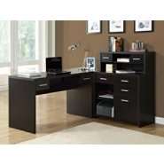 Monarch Specialties Cappuccino Hollow Core L Shaped Home Office Desk 