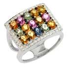   Kashi and Sons C5753 SWG Multi Color Sapphire Ring   14KW  Size 7