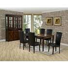 US Furniture 7 Pc. Cherry Wood Finish Dining Table Set with 6   Black 