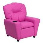 Flash Furniture Contemporary Hot Pink Vinyl Kids Recliner with Cup 
