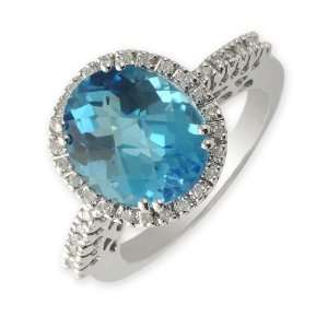 50cttw Natural White Round Diamond (SI Clarity,G H Color) & Blue Topaz 