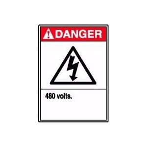  DANGER 480 VOLTS (W/GRAPHIC) Sign   10 x 7 Adhesive Dura 