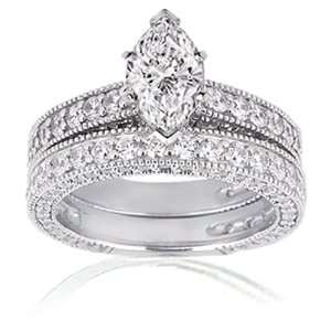  2.90 Ct Marquise Cut Diamond Engagement Wedding Rings Set 