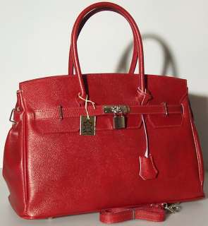 Genuine Italian Leather Hand bag Satchel Purse Tote Burgundy 934 