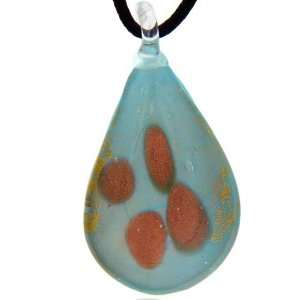  Murano Glass Gold Drop Blue Necklace Pendant Pugster 