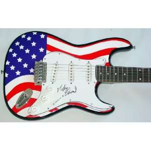   Edwards Autographed Signed USA Flag Guitar PSA/DNA 