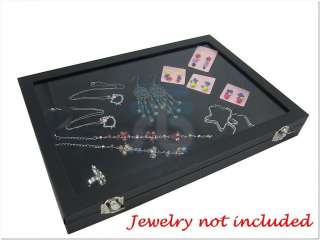 GLASS TOP JEWELRY DISPLAY HOLDER TRAY SHOWCASE CASE BOX  
