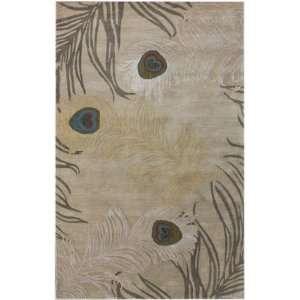  Rugs USA Whisk Peacock Wool Hand Made 5 x 8 beige Area 