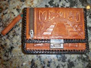 Vintage 50s MEXICO Leather Tooled Western Wallet  