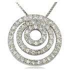 Joolwe Sterling Silver and Cubic Zirconia Triple Circle Pendant
