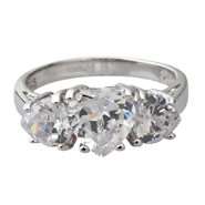 Diamonesse Sterling Silver Triple Heart Cubic Zirconia Ring at  