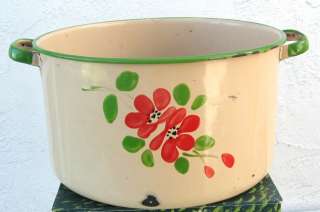 Vintage Porcelain Kitchen Pot Painted Flower w/A Lid  